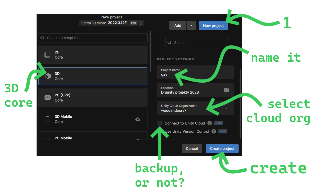 tutorial showing how to create a new project in Unity