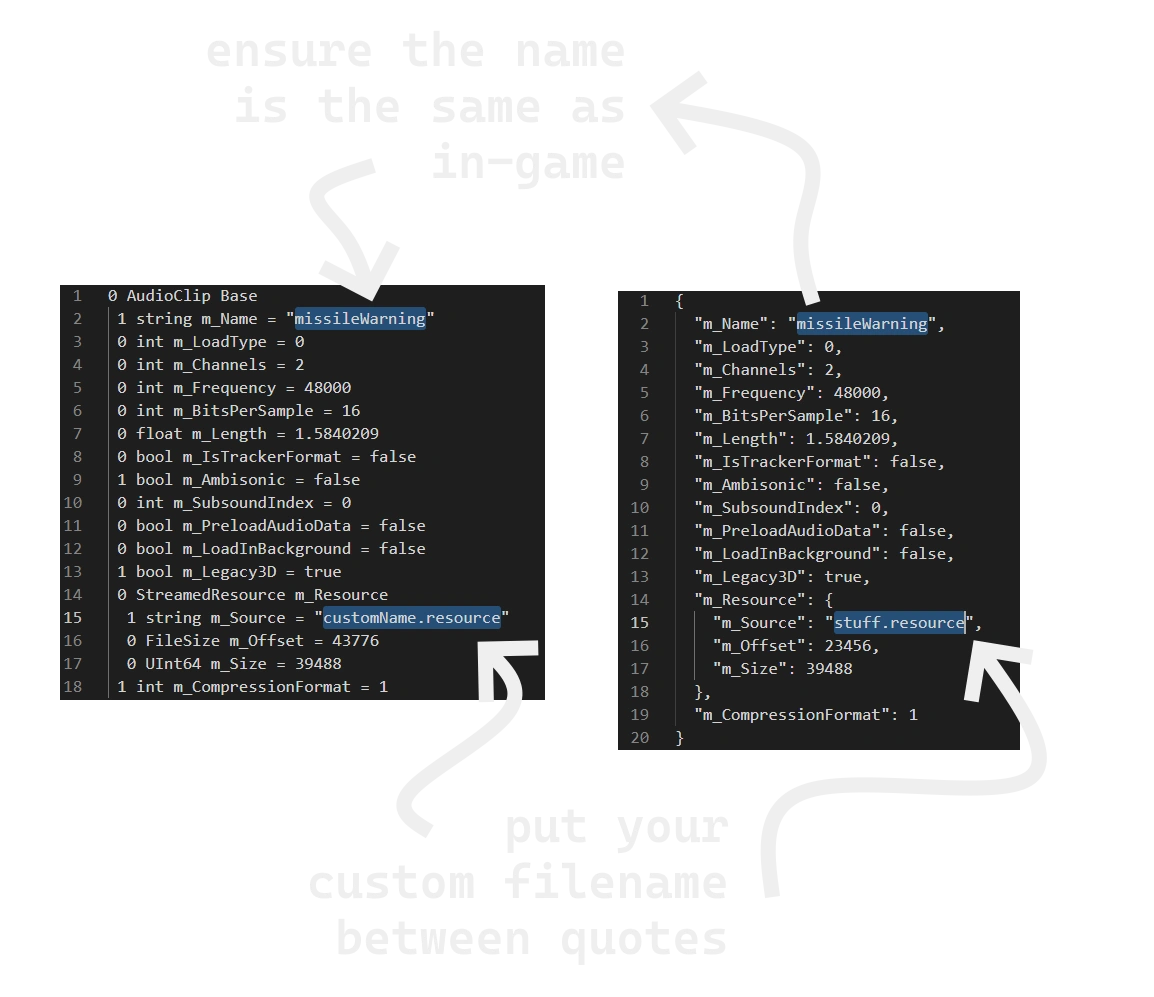tutorial showing how to modify an exported UABEA dump to point to the correct resource file